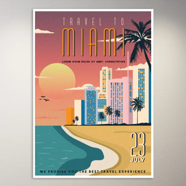 Vintage Travel to Miami Poster