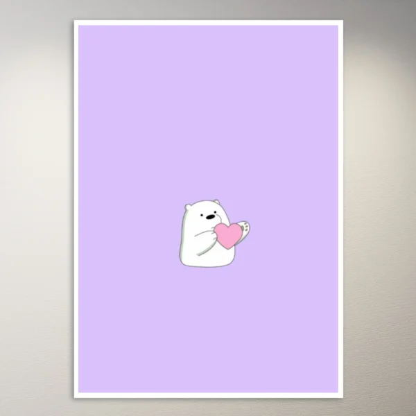 Panda with a heart | Cute Lilac Aesthetic Poster