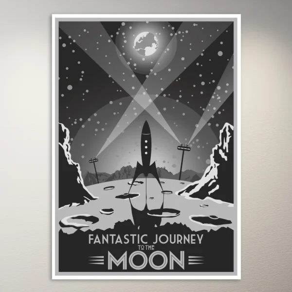 Vintage Moon Journey Poster