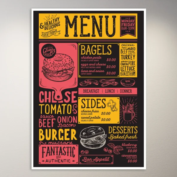 Vintage Bagel Menu Poster