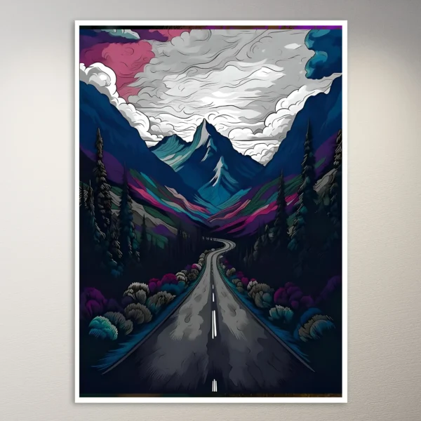 Fantasy Road to Mountain Poster