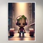 Baby Groot Working Out Poster